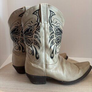 Rebel Kid Rock Cowboy Boots | Women’s 10 (Men’s 8) | Beige Butterfly Leather